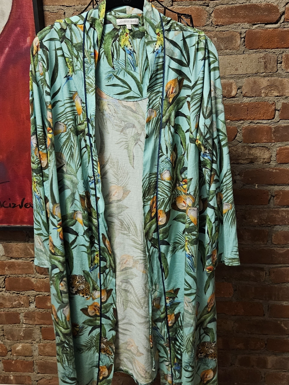JOHNNY WAS TAINA Tropical Sleep Robe With Tie XL